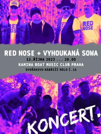 Red Nose + Vyhoukaná Sowa zahrají na Kamina boat v Praze 2023 Red Nose + Vyhoukaná Sowa zahrají na Kamina boat v Praze 2023