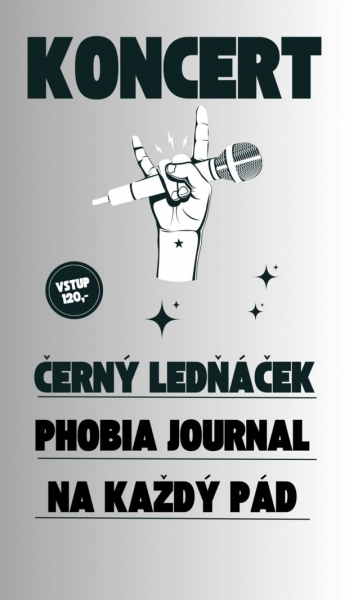 Černý ledňáček + Phobia Journal + Na každý pád - Třebíč 2023 Černý ledňáček + Phobia Journal + Na každý pád - Třebíč 2023