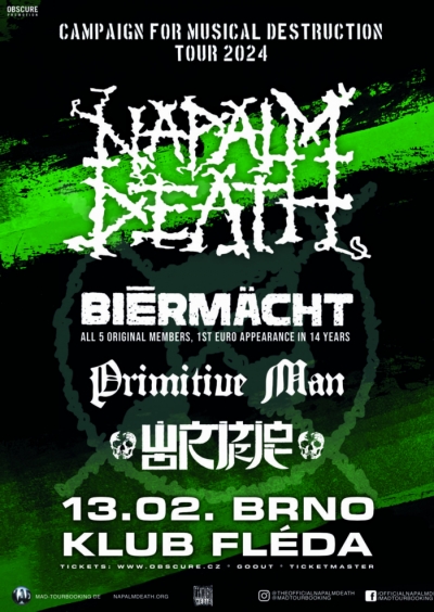 Napalm Death - Camping For Musical Destruction Tour 2024 - Brno Napalm Death - Camping For Musical Destruction Tour 2024 - Brno