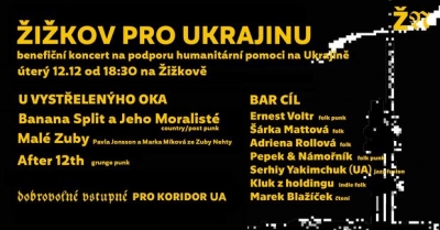 ŽIŽKOV PRO UKRAJINU - benefiční koncert pro Koridor UA ŽIŽKOV PRO UKRAJINU - benefiční koncert pro Koridor UA