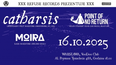 CATHARSIS, POINT OF NO RETURN, MOIRA - Varšava 2025