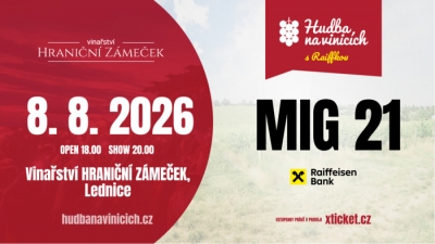 Hudba na vinicích 2026 - Lednice - Mig 21