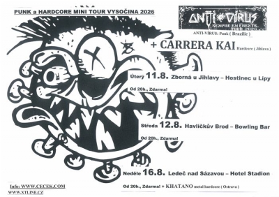 ANTI - VÍRUS (BRA) & CARRERA KAI - PUNK a HARDCORE MINI TOUR VYSOČINA 2026 - Havlíčkův Brod